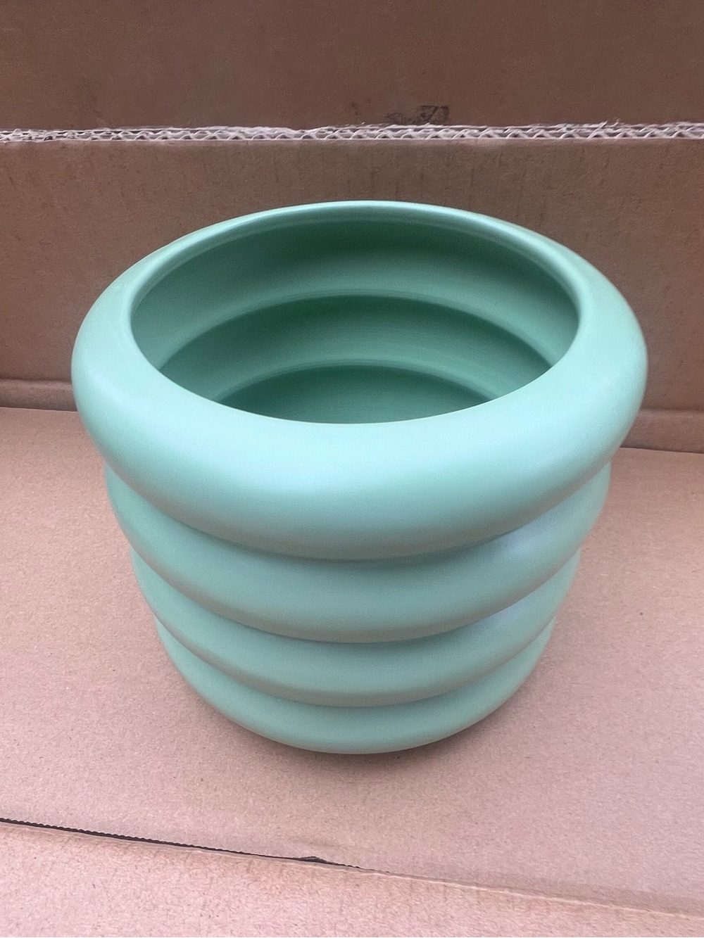 Mint Green Ribbed Ceramic Planter